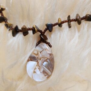 Vintage Brown and Cream Beaded Necklace